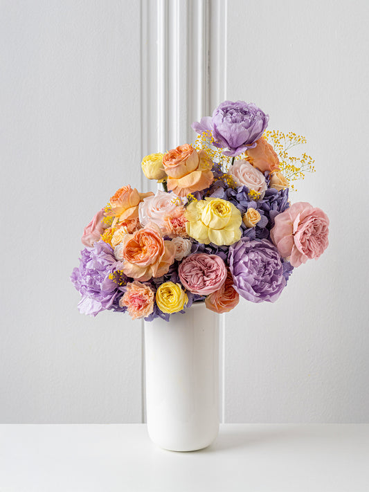 Macaron - Composition florale stabilisée